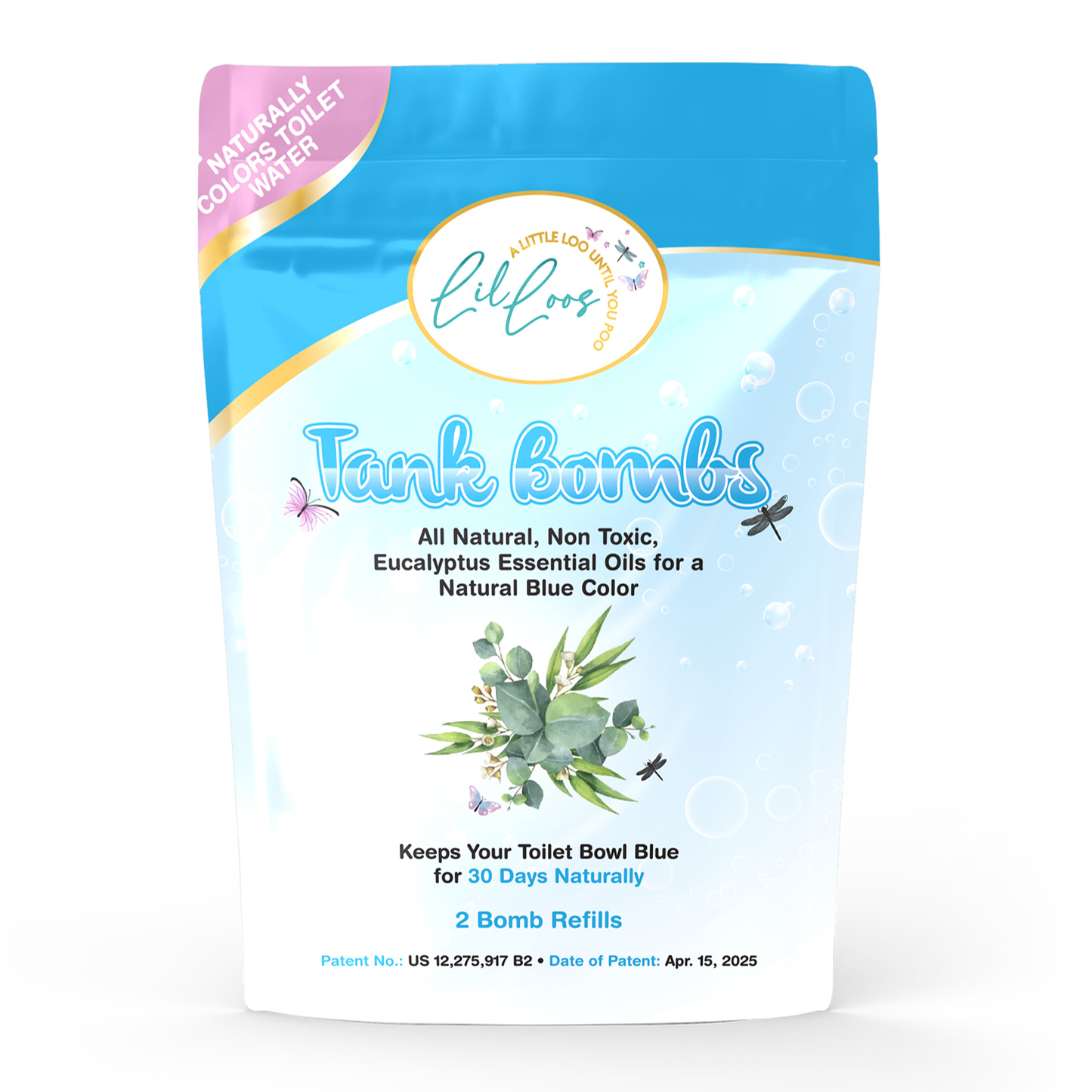 Eucalyptus Toilet Tank Bomb Refills – 2 Pack | For Reusable Toilet Tank Caddy | Cleans, Deodorizes & Colors Toilet Water | Up to 30 Days Per Bomb