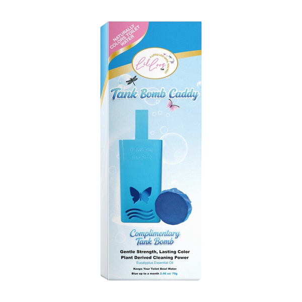 Eucalyptus Reusable Toilet Tank Caddy with 1 Tank Bomb | Cleans, Deodorizes & Colors Toilet Water | Up to 30 Days Per Bomb