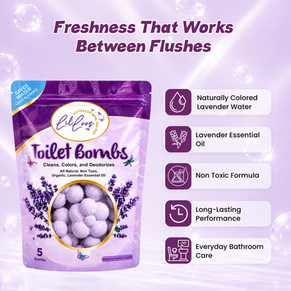 Lavender Drop-In Toilet Bowl Bombs – 5 Pack | Cleans, Deodorizes & Colors Toilet Water