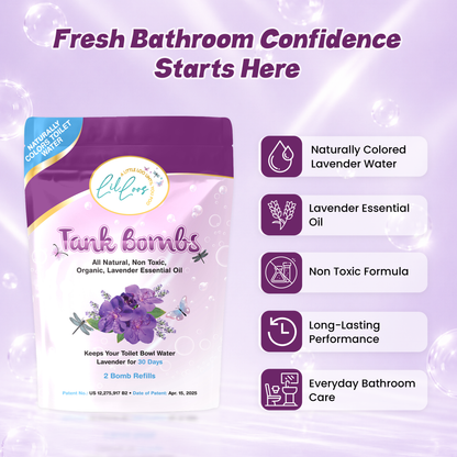 Lavender Toilet Tank Bomb Refills – 2 Pack | For Reusable Toilet Tank Caddy | Cleans, Deodorizes & Colors Toilet Water | Up to 30 Days Per Bomb
