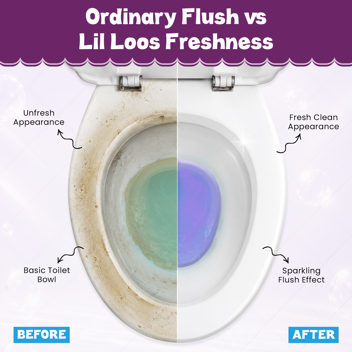 Lavender Toilet Tank Bomb Refills – 2 Pack | For Reusable Toilet Tank Caddy | Cleans, Deodorizes & Colors Toilet Water | Up to 30 Days Per Bomb
