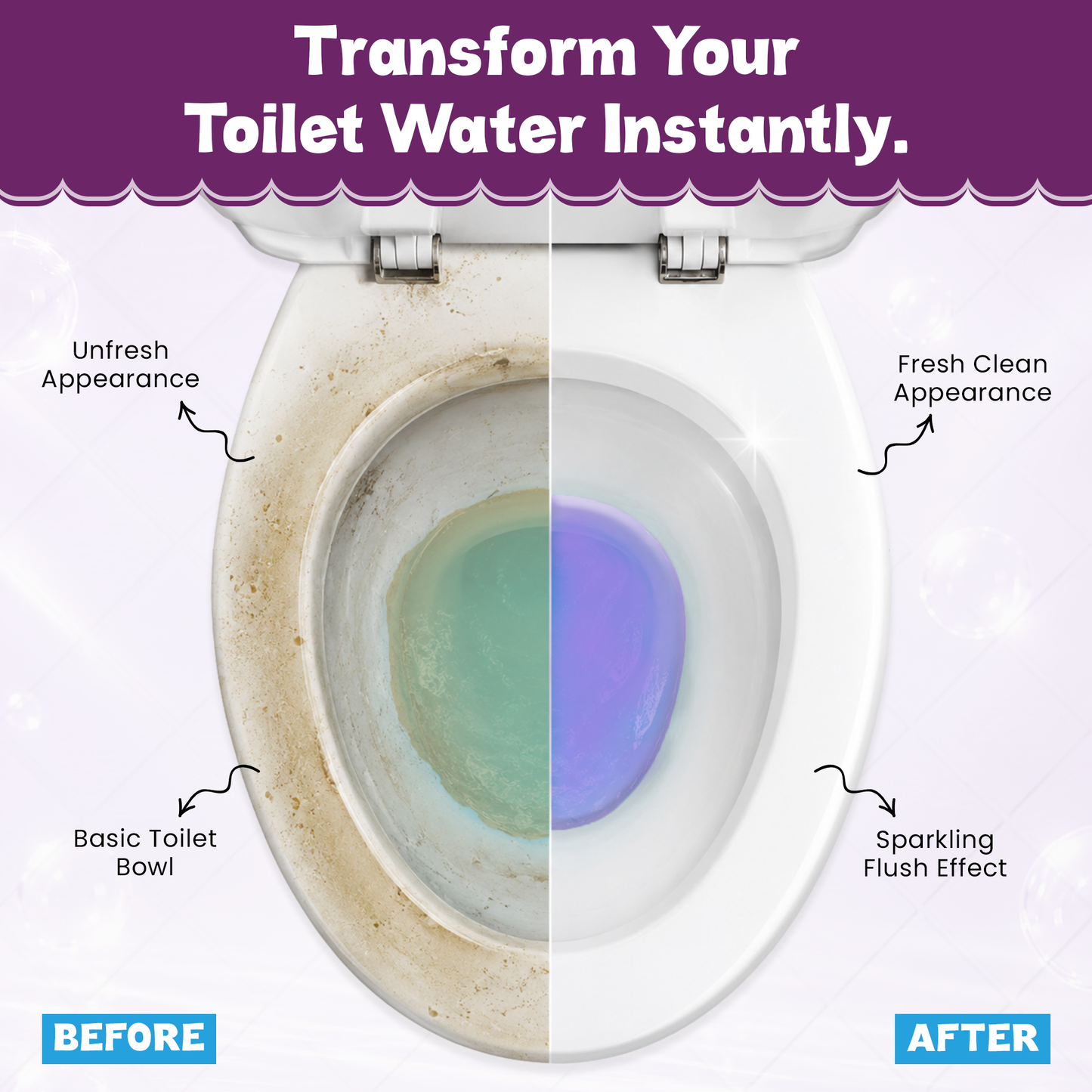 Lavender Reusable Toilet Tank Caddy with 1 Tank Bomb | Cleans, Deodorizes & Colors Toilet Water | Up to 30 Days Per Bomb
