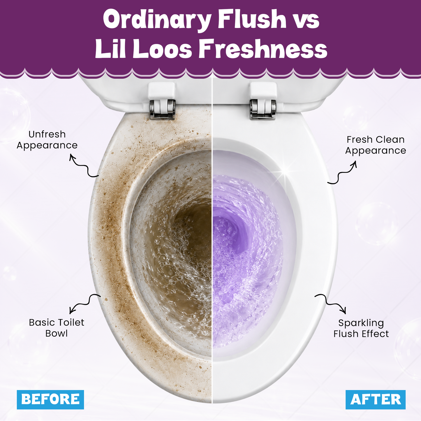 Lavender Drop-In Toilet Bowl Bombs – 5 Pack | Cleans, Deodorizes & Colors Toilet Water