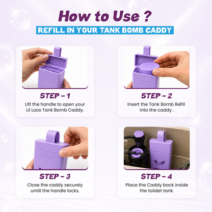 Lavender Toilet Tank Bomb Refills – 2 Pack | For Reusable Toilet Tank Caddy | Cleans, Deodorizes & Colors Toilet Water | Up to 30 Days Per Bomb