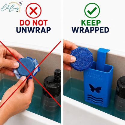 Eucalyptus Reusable Toilet Tank Caddy with 1 Tank Bomb | Cleans, Deodorizes & Colors Toilet Water | Up to 30 Days Per Bomb