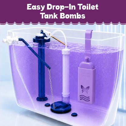 Lavender Toilet Tank Bomb Refills – 2 Pack | For Reusable Toilet Tank Caddy | Cleans, Deodorizes & Colors Toilet Water | Up to 30 Days Per Bomb