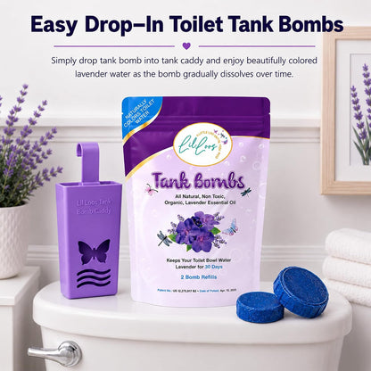 Lavender Toilet Tank Bomb Refills – 2 Pack | For Reusable Toilet Tank Caddy | Cleans, Deodorizes & Colors Toilet Water | Up to 30 Days Per Bomb