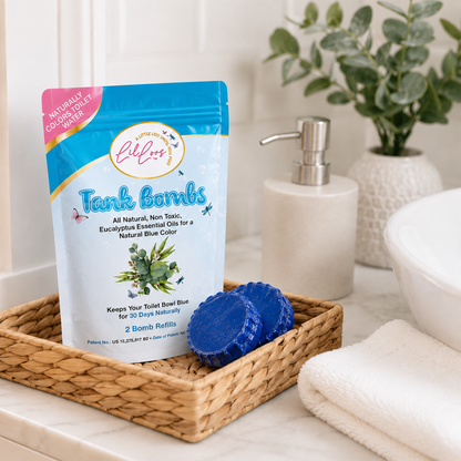 Eucalyptus Toilet Tank Bomb Refills – 2 Pack | For Reusable Toilet Tank Caddy | Cleans, Deodorizes & Colors Toilet Water | Up to 30 Days Per Bomb