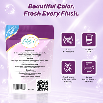 Lavender Toilet Tank Bomb Refills – 2 Pack | For Reusable Toilet Tank Caddy | Cleans, Deodorizes & Colors Toilet Water | Up to 30 Days Per Bomb