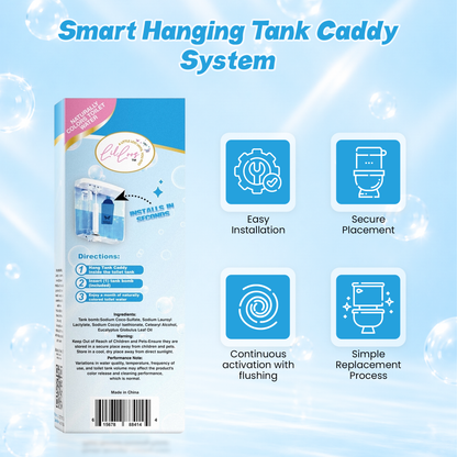 Eucalyptus Reusable Toilet Tank Caddy with 1 Tank Bomb | Cleans, Deodorizes & Colors Toilet Water | Up to 30 Days Per Bomb