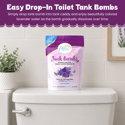 Lavender Toilet Tank Bomb Refills – 2 Pack | For Reusable Toilet Tank Caddy | Cleans, Deodorizes & Colors Toilet Water | Up to 30 Days Per Bomb