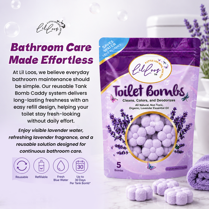 Lavender Drop-In Toilet Bowl Bombs – 5 Pack | Cleans, Deodorizes & Colors Toilet Water