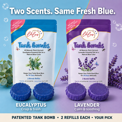 Eucalyptus Toilet Tank Bomb Refills – 2 Pack | For Reusable Toilet Tank Caddy | Cleans, Deodorizes & Colors Toilet Water | Up to 30 Days Per Bomb