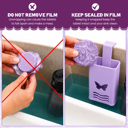 Lavender Reusable Toilet Tank Caddy with 1 Tank Bomb | Cleans, Deodorizes & Colors Toilet Water | Up to 30 Days Per Bomb