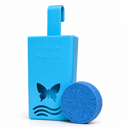 Eucalyptus Reusable Toilet Tank Caddy with 1 Tank Bomb | Cleans, Deodorizes & Colors Toilet Water | Up to 30 Days Per Bomb